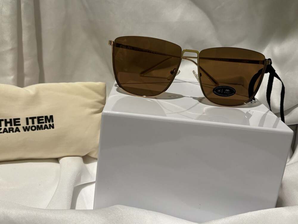 Zara Woman Square Metal Sunglasses Art. 2727/213/303 Gold Brown